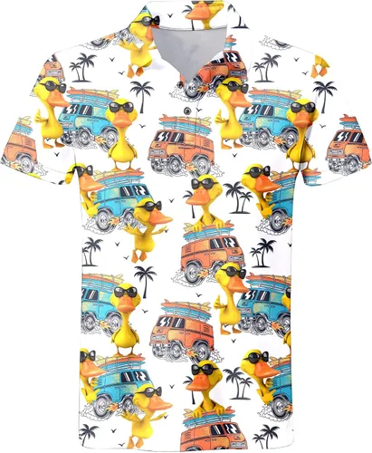 Miniatura 106 de Camisa de golf de los años 80 para hombre, ajuste seco, manga corta, estampada, divertidas, camisas de golf de los años 90 para hombre