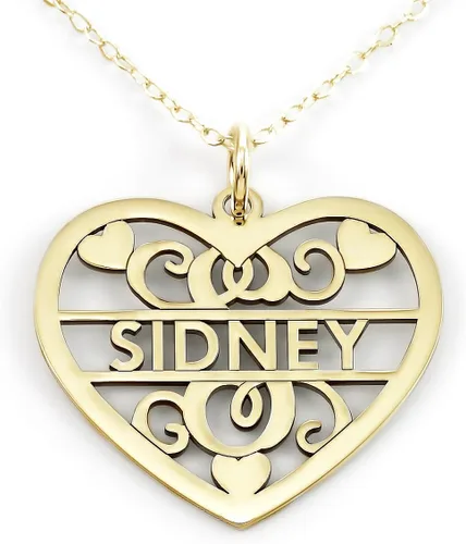 Miniatura 2 de AJ's Collection Collar de plata de ley con inicial y nombre de corazón elegante. Elección de 925, placa de oro de 14 quilates o placa de oro rosa