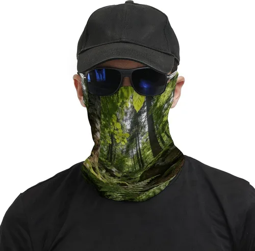 Miniatura 3 de Forest Face Scarf Cover Ear Loop Hole,Outdoors Face Mask for Women Men Sports Yoga Running Hiking Ski Snowboard,Cooling Neck Shield Scarf Cycling