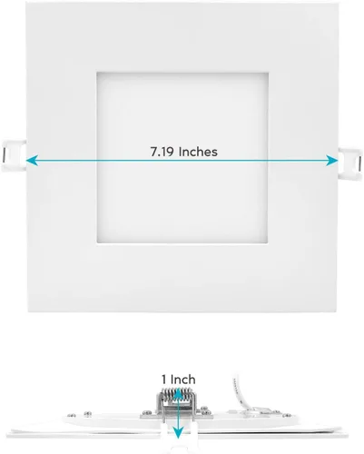 Miniatura 6 de LUXRITE Iluminación empotrable LED cuadrada ultrafina de 6 pulgadas, 5 opciones de temperatura de color 2700K - 5000K, luz empotrable regulable, 12