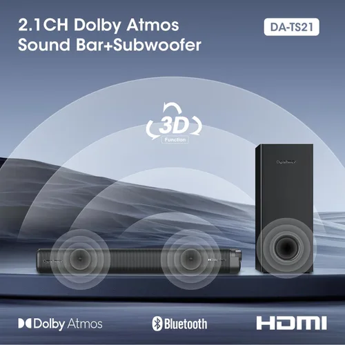 Miniatura 6 de Dolby Atmos Barra de sonido para TV con subwoofer, sistema de cine en casa de 120 W para fútbol y deportes, sonido envolvente 3D, graves profundos