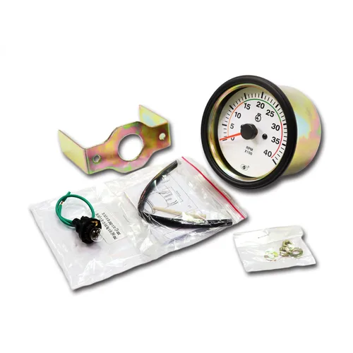 Miniatura 7 de Motor Meter Racing Universal Tacómetro para Motor Diesel de 85 mm 3-3/8" para Alternador Terminal W 4000 RPM Dial Blanco en Salpicadero 12/24 Volt