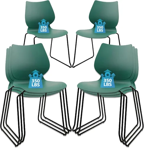 Miniatura 12 de KLASIKA Silla apilable para sala de espera, silla de oficina apilable con soporte lumbar ergonómico y patas de metal, sillas de escritorio