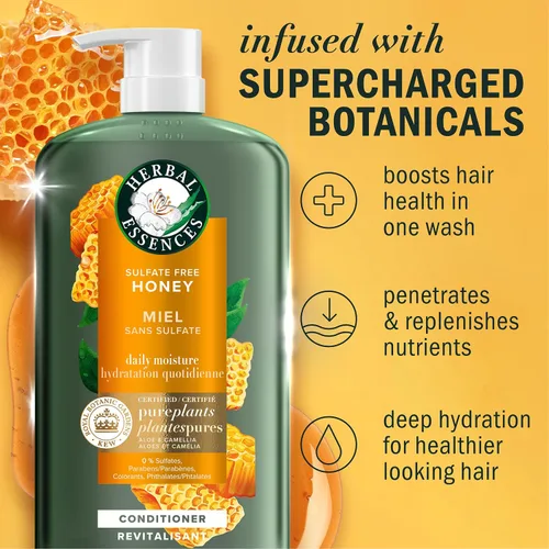 Miniatura 2 de Herbal Essences Honey - Acondicionador de humedad diario, protege y nutre el cabello seco, acondicionador hidratante con aceite de camelia