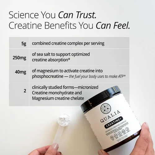 Miniatura 5 de Qualia Creatina Complejo avanzado de creatina 2 fuentes + magnesio Absorción optimizada Rendimiento muscular, función cerebral