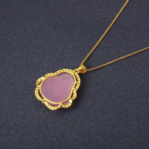 Miniatura 9 de Collar de llamativo de buena suerte, Dije de lujo de circonia cúbica con cadena chapada en oro de 18 quilates, Regalo de joyería refinada de collar