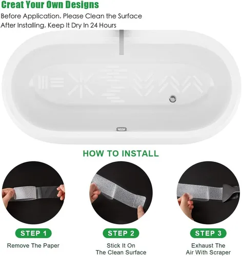 Miniatura 4 de Tiras antideslizantes para bañera, 18 unidades, adhesivos más grandes, antideslizantes, para bañera, baño, escaleras con raspador prémium