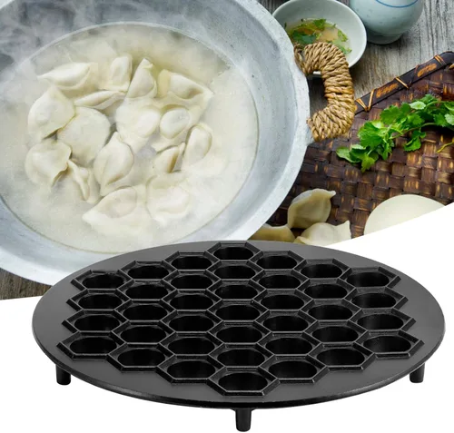 Miniatura 5 de Alvinlite Fabricante ruso de ravioles, Molde de bolas de masa hervida de 37 agujeros, Fabricante de metal Pelmeni de aluminio, Máquina para hacer