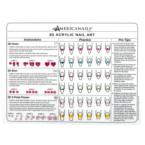 Miniatura 5 de Americanails Mini - Alfombra de acrílico de entrenamiento para uñas, hoja de silicona para principiantes, aplique uñas acrílicas con plantilla