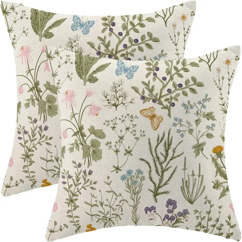 Miniatura 48 de AEIOAE Fundas de Almohada de Primavera 12x20 Pulgadas Juego de 2, Fundas de Almohadas Decorativas de Flores Silvestres y Plantas Verde Salvia
