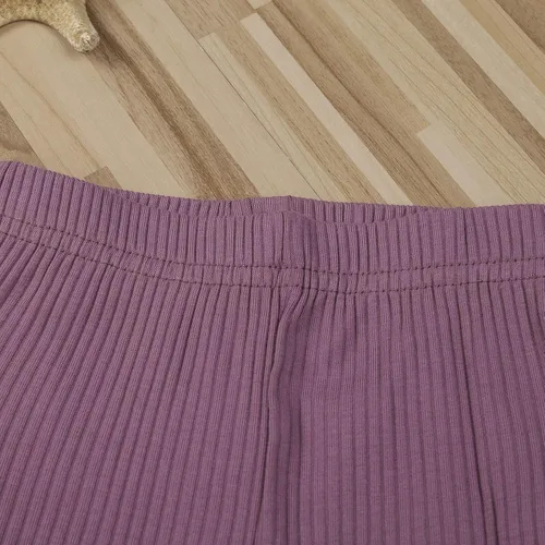 Miniatura 6 de Ropa para bebé y niña, acanalado, con volantes, manga larga, mameluco, pantalones acampanados, color sólido, otoño, invierno, trajes de 2 piezas