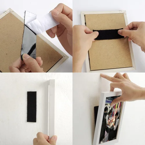 Miniatura 8 de BRAVESHINE Cinta de velcro extraíble de 2 x 4 pulgadas con adhesivo, 12 juegos de cinta de montaje fuerte para colgar cuadros en la pared, cojines