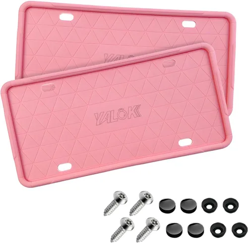 Miniatura 10 de YALOK Marco de matrícula de silicona con agujeros de drenaje, soporte universal para matrícula de coche de EE. UU. Accesorios para coche resistentes