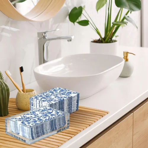 Miniatura 3 de Estune 200 servilletas de 2 capas desechables de papel con flores de papel para cena, servilletas de mano para baño, tocador, boda, vacaciones