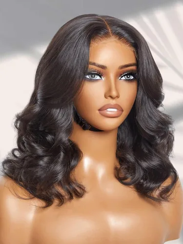 Miniatura 29 de Luvme Hair - Peluca Bob de encaje frontal con bordes rizados 4C, 10 pulgadas, cabello humano lacio tipo afro, sin pegamento, con separación profunda