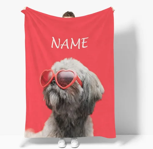 Manta personalizada, mantas personalizadas con texto fotográfico, regalo divertido para amigos de mascotas, cumpleaños, Navidad Personalizado01