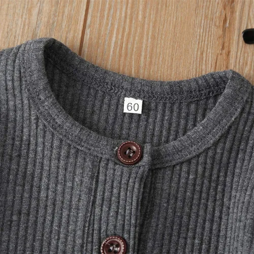 Miniatura 93 de Mameluco unisex de manga corta para bebé recién nacido, con botones, de una pieza, ropa de color sólido