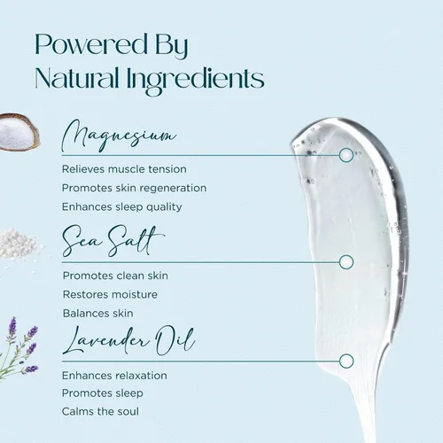 Miniatura 4 de Abundante Salud Natural Océano Calmar Llamaradas Alivio Baño Remojo, 16.9 fl oz Highly Concentrated Pure Magnesium Salts, Lavender Oil, Relieves