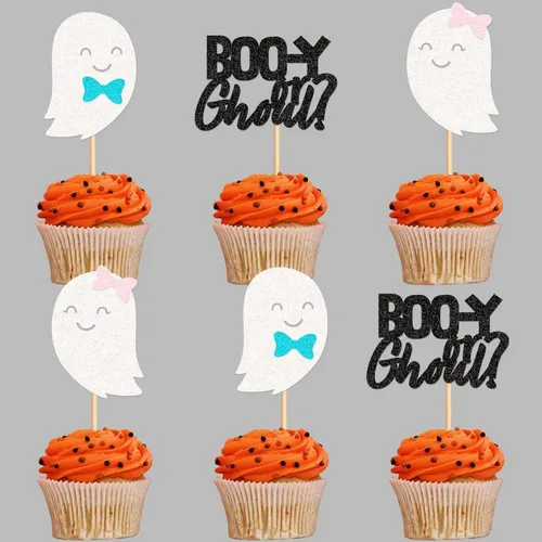 Miniatura 8 de 24 piezas de Halloween Baby Boo Cupcake Toppers Boo Ghost Cupcake Picks Baby Shower Halloween Boy Girl First Birthday Party Decoración Suministros