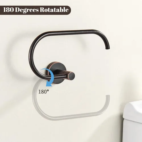 Miniatura 3 de BigBig Home Soporte de papel higiénico de bronce, portarrollos de baño frotado con aceite, soporte de papel higiénico montado en la pared, diseño