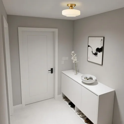 Miniatura 7 de Lámpara de Techo Moderna, 10.24 pulgadas, Pantalla de Vidrio Blanco Leche, Acabado Dorado, Luminaria de Montaje al Ras para Pasillo, Entrada, Cuarto