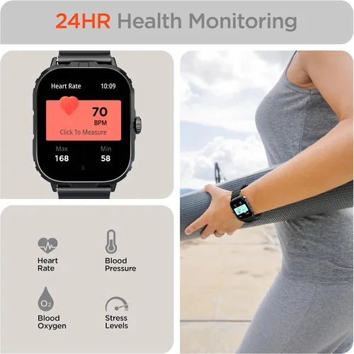Miniatura 3 de HyperGear FIT X2 Smartwatch + monitor de actividad física con pantalla LCD IPS grande de 2 pulgadas, frecuencia cardíaca, oxígeno en sangre, calidad