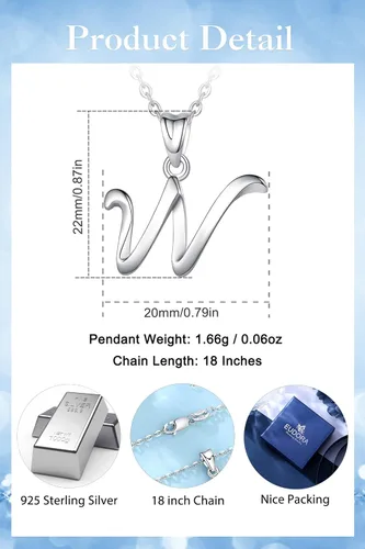 Miniatura 112 de EUDORA Collares de plata esterlina con inicial para mujer, regalos clásicos de 26 letras sin cuello para niñas, hermana, madre hija, cadena de 18