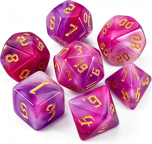 Miniatura 9 de QMAY DND Juego de Dados - 7 Piezas de Dados Poliédricos con Bolsa de Dados D&D para Mazmorras y Dragones, RPG, MTG, Juegos de Rol