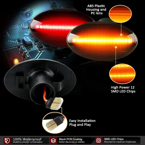 Miniatura 3 de D-Lumina Conjunto de Luces Marcadoras Laterales LED Ámbar y Rojo para Fo-rd F350 F450 F550 Super Duty 1999-2010 Guardabarros de Cama Dually, Lámpara