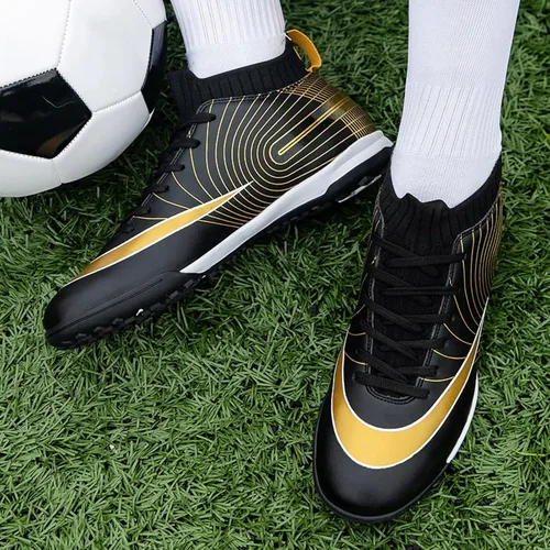 Miniatura 6 de WCXTY Tacos de fútbol para niños, zapatos de fútbol casuales de caña alta, cómodos y transpirables, zapatos de fútbol para niños, antideslizantes