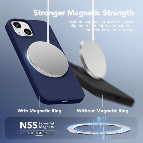 Miniatura 3 de GONEZ Funda magnética para iPhone 14, compatible con Magsafe, con protector de pantalla + protector de cámara, forro de microfibra antiarañazos