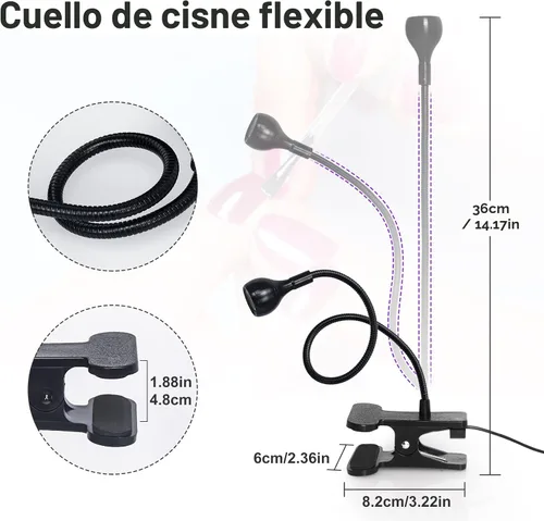 Miniatura 3 de Lámpara UV para Uñas Geisofu - Luz UV para Uñas de Gel, Lámpara de Curación Flash LED de Cuello de Cisne para Uñas, Secador de Manicura Luz Negra