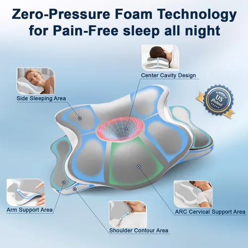 Miniatura 4 de Almohada para la apnea del sueño con dolor de cuello y alivio de ronquidos, almohada cervical ortopédica, almohada ergonómica de espuma
