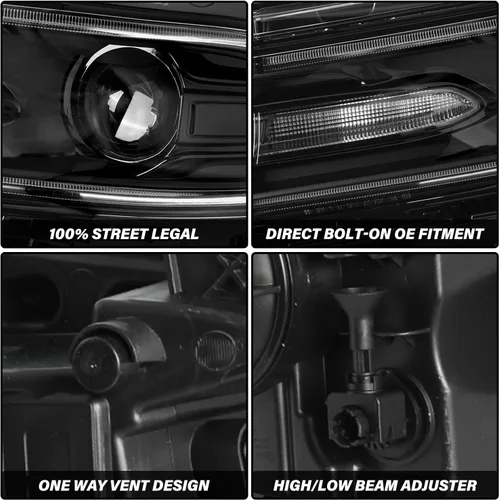 Miniatura 6 de Conjunto de faros halógenos compatible con Dodge Charger 2015-2023 con doble barra LED DRL, par izquierdo del conductor izquierdo