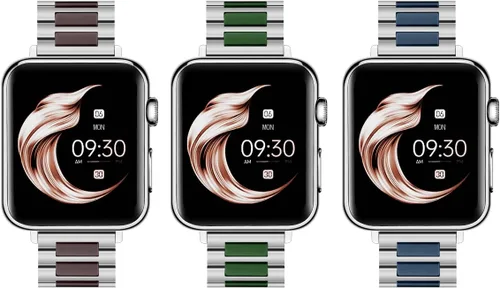 Miniatura 7 de Juntan Correa de reloj de cerámica de acero inoxidable azul verde marrón compatible con Apple Watch Band 1.496 in 1.575 in 1.614 in 1.654 in 1.732