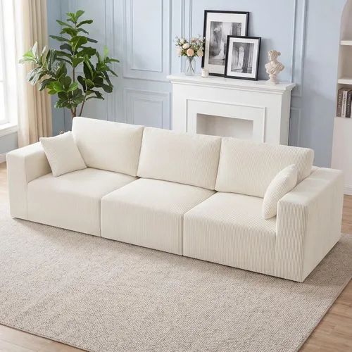 Sofá modular Cloud de 3 plazas sin hueso de 115 pulgadas para habitación familiar, sofá sin espinas comprimida de espuma viscoelástica con asiento
