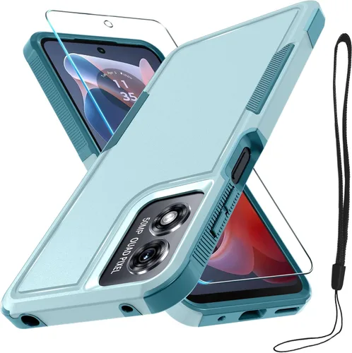 Miniatura 25 de Funda compatible con Moto G 5G 2024, cuerpo completo, resistente, resistente, a prueba de golpes, con correa de cordón, protector de pantalla