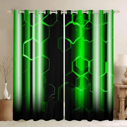 Miniatura 33 de jejeloiu Cortinas rojas y negras para dormitorio (2 paneles, 38 x 45 pulgadas) con líneas geométricas de rayas 30% a 50% cortinas opacas para niños
