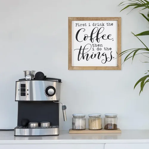 Miniatura 2 de SANY DAYO HOME Letrero de café con marco de madera rústica, 12 x 12 pulgadas, decoración de pared para el hogar, cocina, barra de café