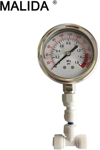 Miniatura 4 de Malida Medidor de Presión de Agua de Acero Inoxidable, Detector de Presión de Agua para Acuario, Medidor 0-1,6 MPa, 0-220 psi, Bomba de Sistema