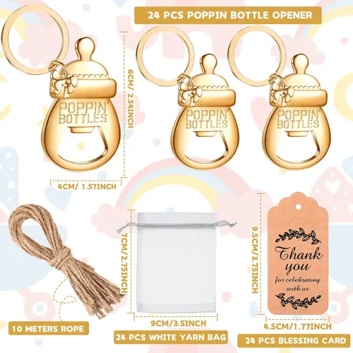 Miniatura 2 de CHENGU Abridores de Botellas Pop para Recuerdos de Baby Shower para Invitados, Decoraciones de Abrebotellas y Souvenirs con Bolsas de Organza