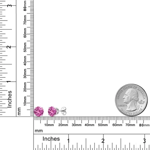 Miniatura 142 de Gem Stone King Aretes de plata de ley 925 con piedra natal redonda de 0.276 in para mujer