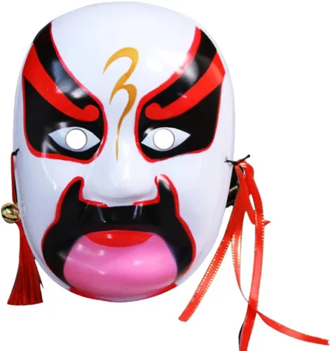 Miniatura 3 de Máscara de la ópera de Beijing, máscara de cosplay, disfraz de Halloween, accesorios para fiestas Guanyu-negro