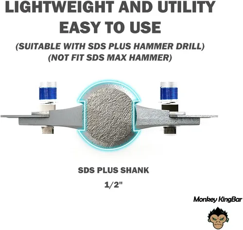 Miniatura 4 de Monkey King Bar - Sds Plus Bits de 4 pulgadas de ancho - (4 x 10 pulgadas) SDS Plus - Rascador de piso de mango corto con quita Thinset compatible