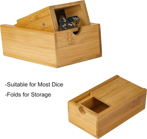 Miniatura 3 de Cusdie Torre de dados de bambú plegable de madera para juego de mesa, D&D, RPG (sin logotipo)