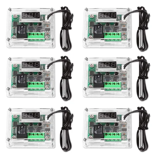 Miniatura 7 de UMLIFE 2 piezas de módulo controlador de temperatura con estuche, XH W1209 pantalla LED módulo termostato digital con sonda NTC impermeable -50~110℃