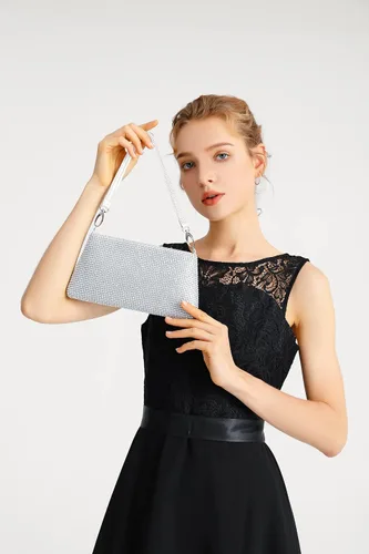 Miniatura 2 de YUWITA Bolso de noche con diamantes de imitación para mujer