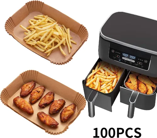 Miniatura 5 de Forro de papel desechable para freidora de aire, 100 piezas de revestimientos de pergamino de grado alimenticio para Ninja DZ201, accesorios
