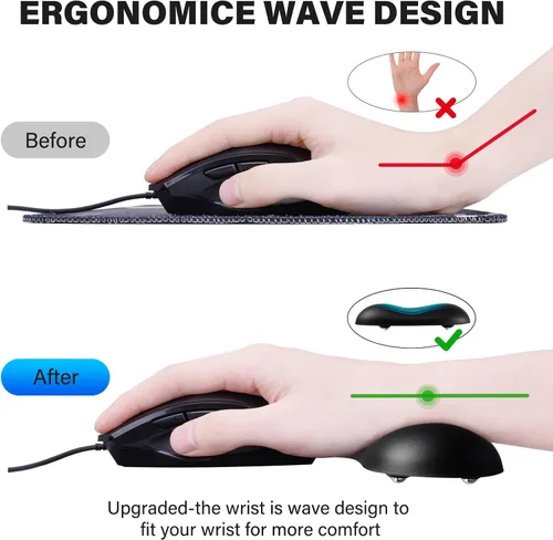 Miniatura 3 de JIKIOU Reposamanos ergonómicos deslizantes, muñeca de mouse de gel con superficie de cuero, almohadilla de muñeca deslizante con 4 ruedas