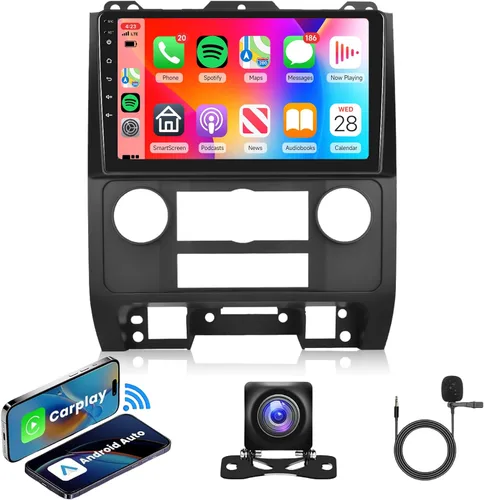 Estéreo de coche Android para Ford Escape/Kuga y Mazda Tribute 2007-2012 - CarPlay con cable/inalámbrico y Android Auto, radio de pantalla táctil de